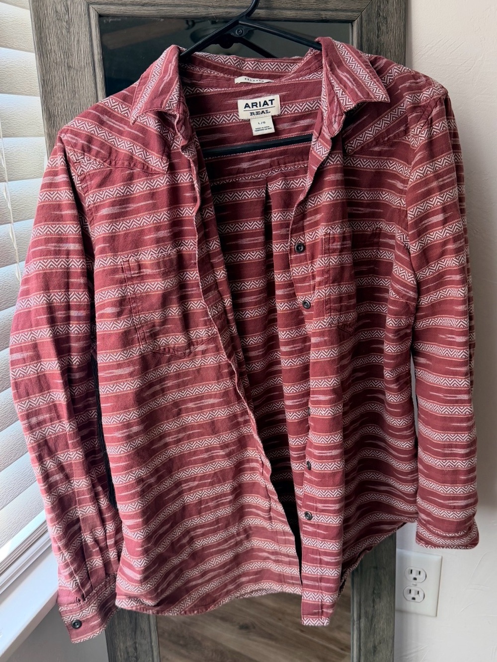 Ariat Women’s Brick-Red Patterned Button-Up Shirt Jacket